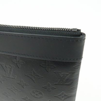 Louis Vuitton Discovery Pochette Monogram Shadow Leather, Black, Leather, Clutch