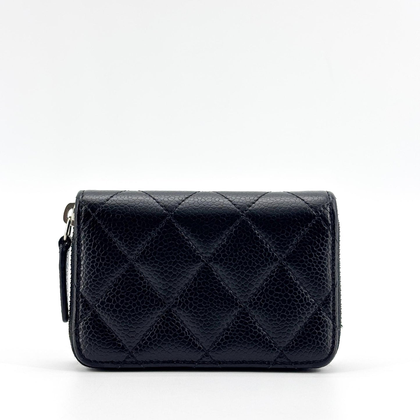 Chanel CC Zip Coin Purse Quilted Aged Calfskin, Black, Calfskin, Wallet