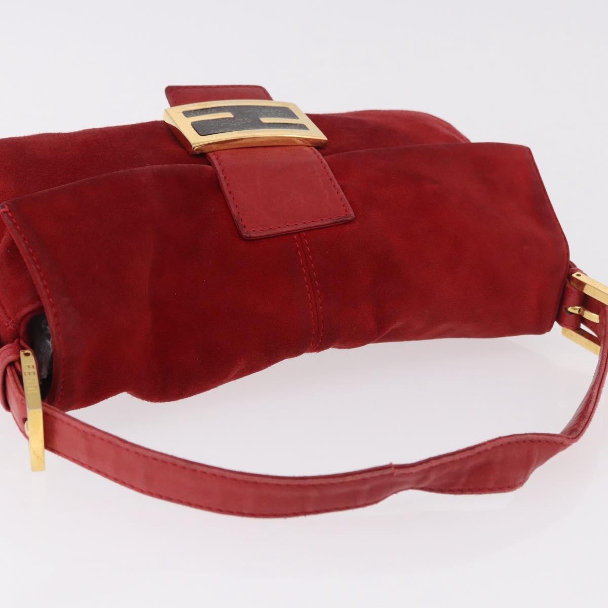 Fendi Baguette Leather, Red, Suede, Shoulder Bag