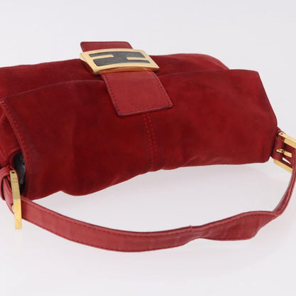 Fendi Baguette Leather, Red, Suede, Shoulder Bag