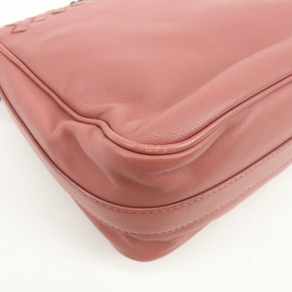 Bottega Veneta Drawstring Flap Leather with Intrecciato, Pink, Leather, Backpack