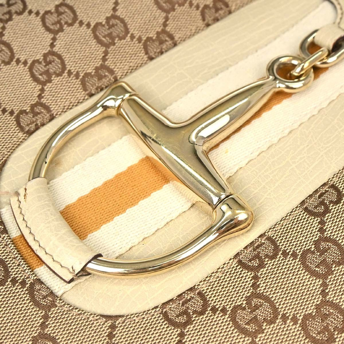 Gucci Horsebit Canvas, Beige, Canvas, Clutch