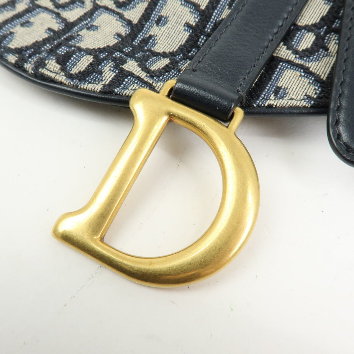 Christian Dior Saddle Belt Oblique Canvas, Navy, Canvas, Handbag