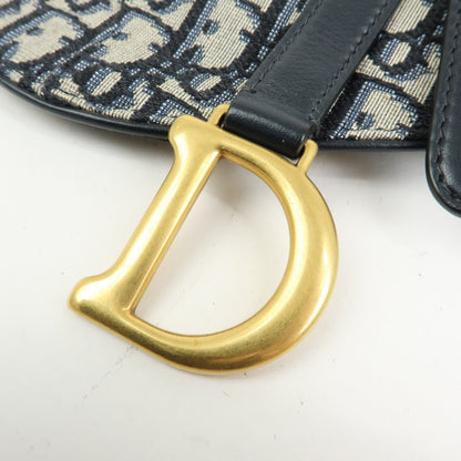 Christian Dior Saddle Belt Oblique Canvas, Navy, Canvas, Handbag
