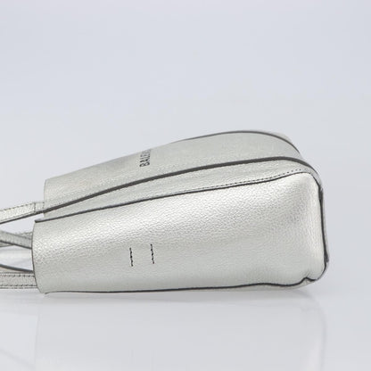 Balenciaga Everyday Glitter Leather, Silver, Leather, Tote Bag