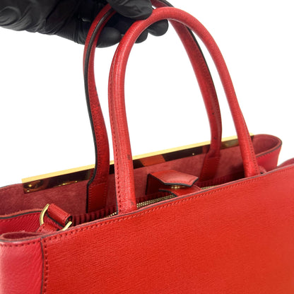Fendi 2Jours Patent, Red, Leather, Handbag
