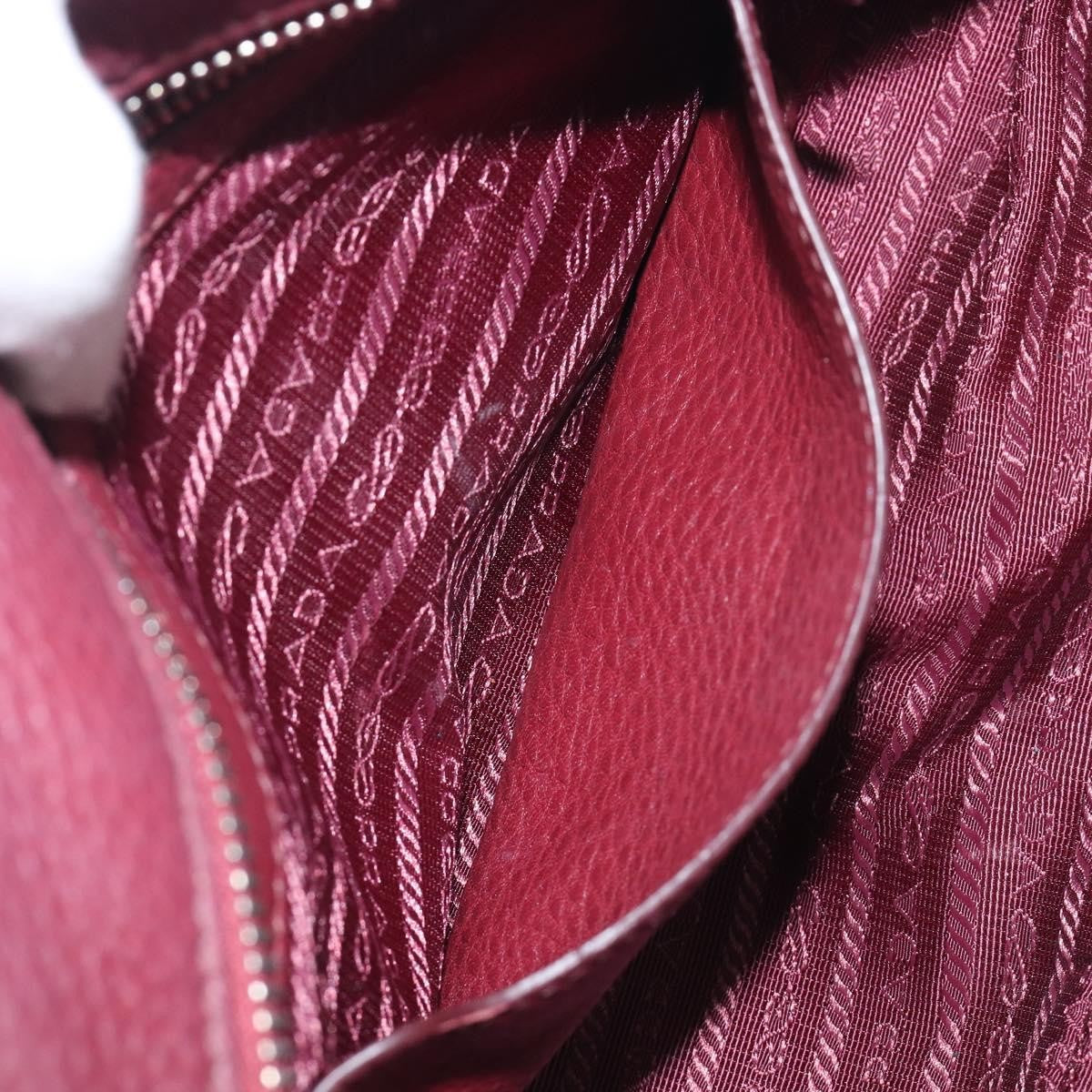 Prada Front Pocket Pushlock Convertible Boston Vitello Daino, Burgundy, Leather, Handbag