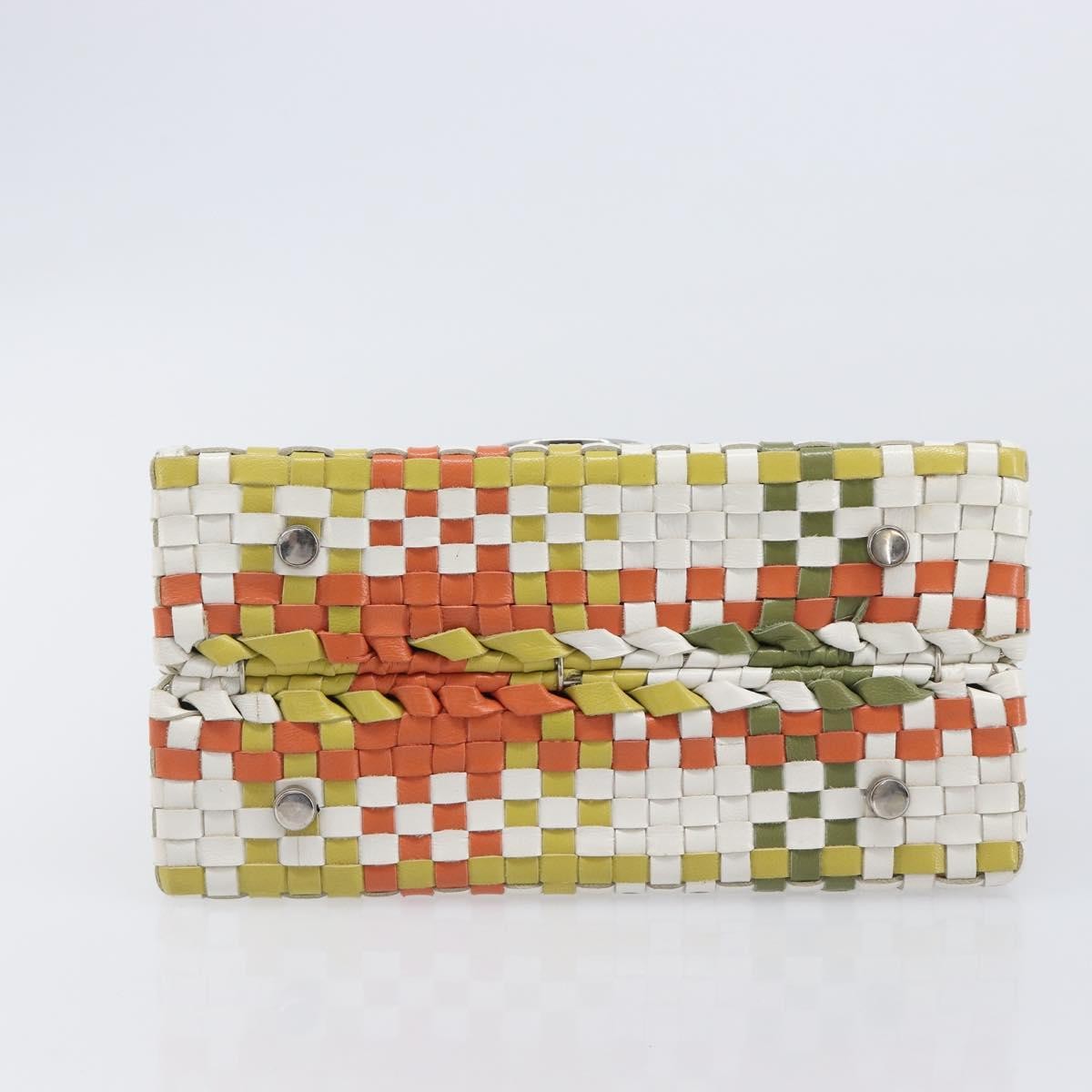 Salvatore Ferragamo Gancini Top Handle Woven Leather, Multicolour, Leather, Handbag