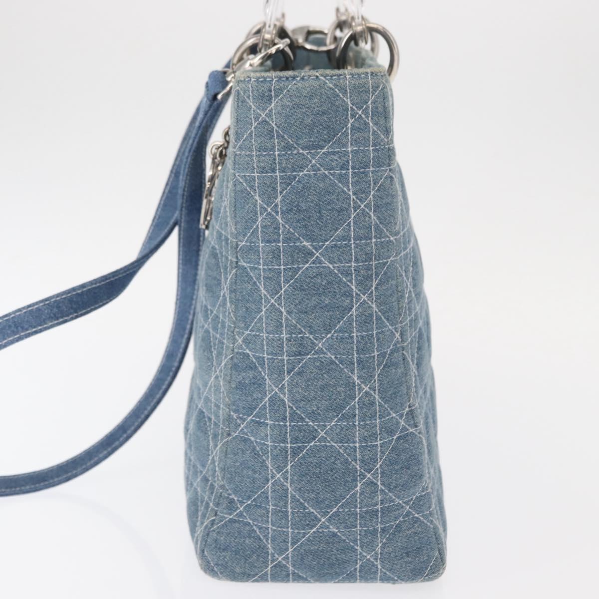 Christian Dior Vintage Lady Dior Bag Cannage Quilt Denim, BLUE, CANVAS, Tote bag