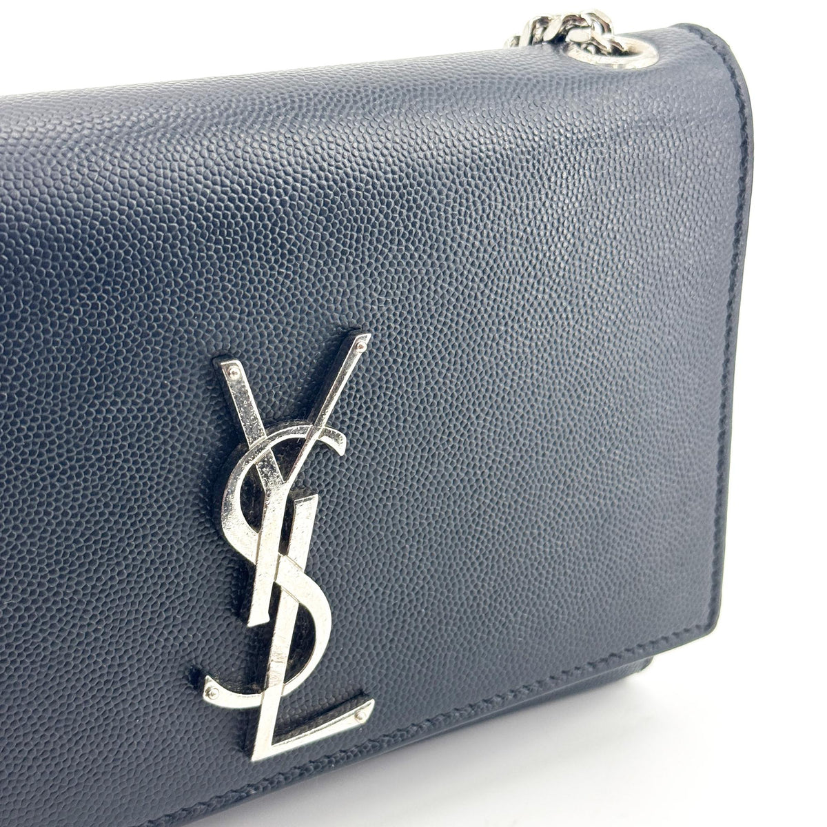 Saint Laurent Classic Monogram Grainy Leather, Black, Leather, Crossbody Bag