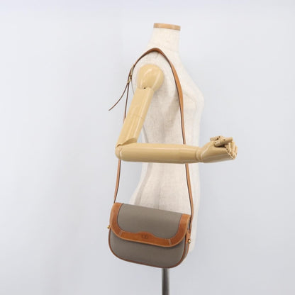 Christian Dior Vintage CD Logo Canvas and leather, Gray, Canvas, Shoulder Bag