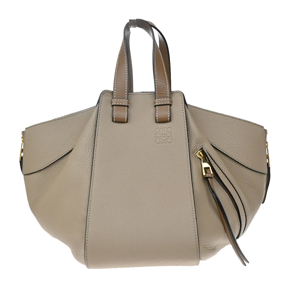 Loewe Hammock Leather, Beige, Leather, Handbag