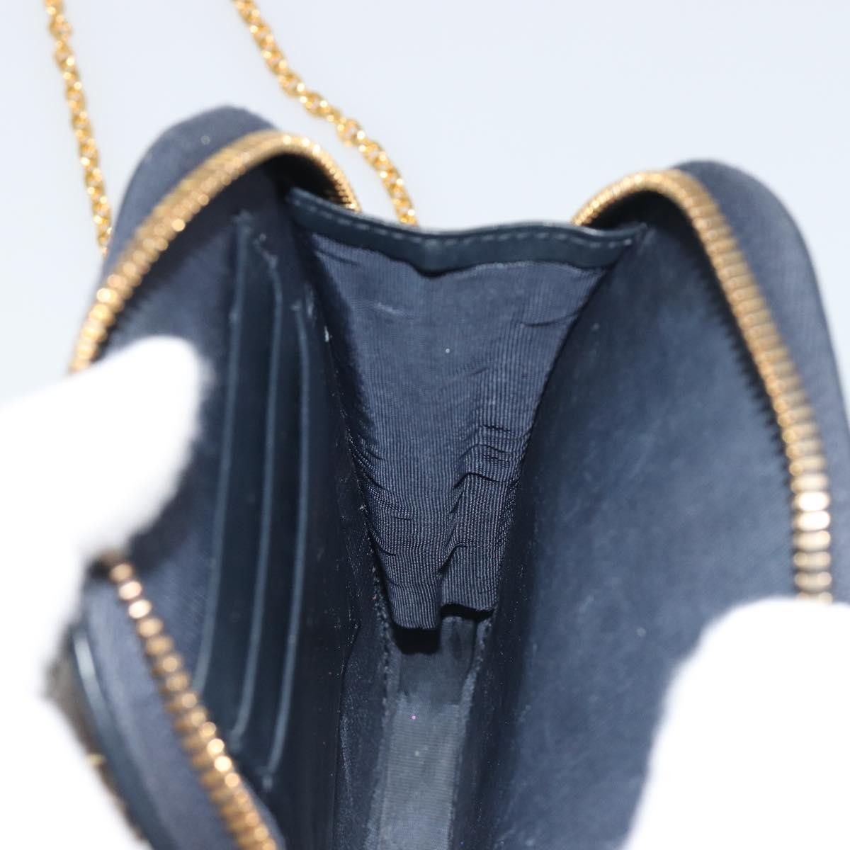 Christian Dior 30 Montaigne Phone Holder on Chain Oblique Canvas, Navy, Canvas, Clutch