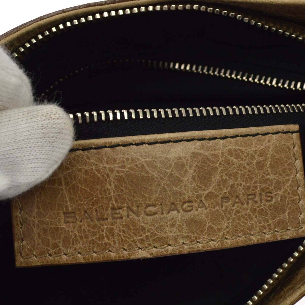 Balenciaga Hip Classic Studs Leather, Brown, Leather, Crossbody Bag
