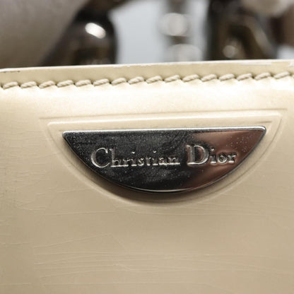 Christian Dior Pearl Lady Dior Patent leather, Beige, Patent Leather, Handbag