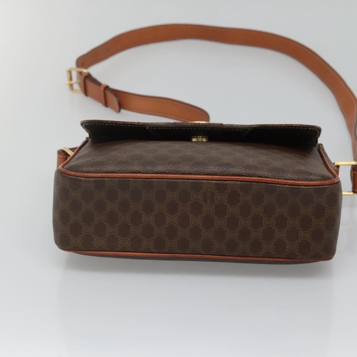 Celine Vintage Macadam Canvas and Leather, Brown, Canvas, Shoulder Bag