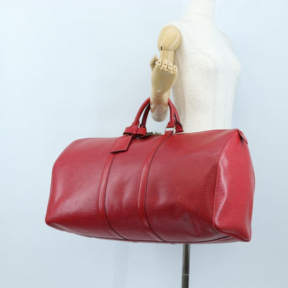 Louis Vuitton Keepall Epi, Red, Leather, Travel Bag