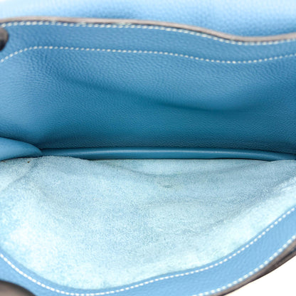 Hermes Sac a Depeches Togo, Blue, Leather, Handbag