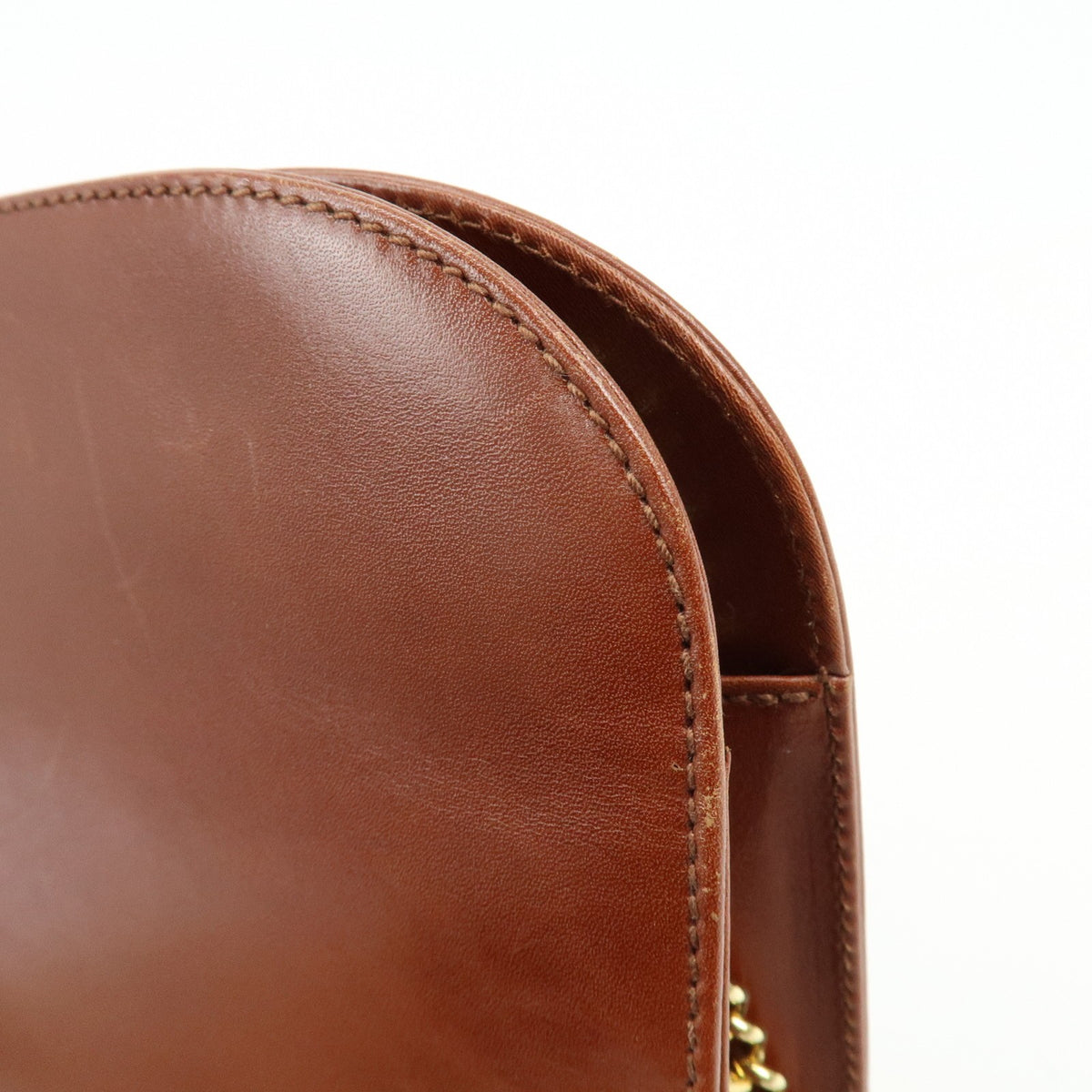 Salvatore Ferragamo Vintage Gancini Chain Leather, Brown, Leather, Shoulder Bag