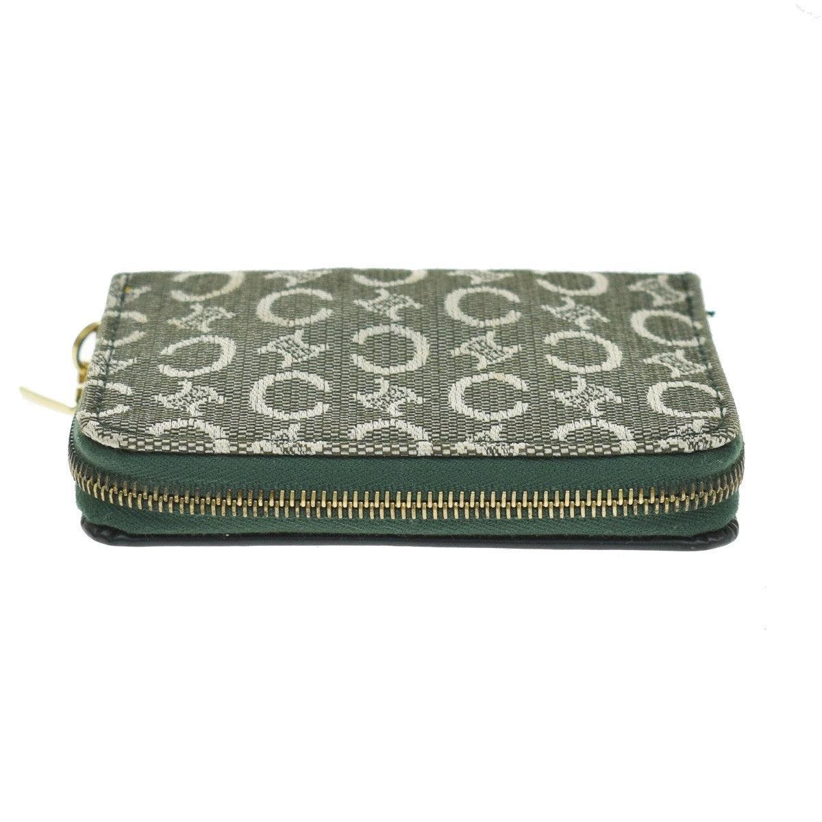 Celine Zipped Around Canvas, Green, Canvas, Wallet