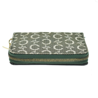 Celine Zipped Around Canvas, Green, Canvas, Wallet