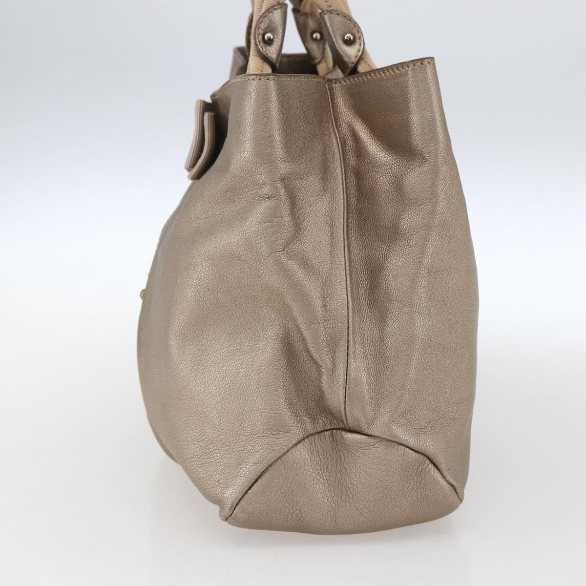 Salvatore Ferragamo Vala Leather, Gold, Leather, Handbag