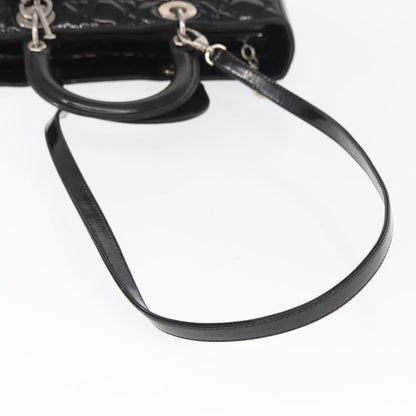 Christian Dior Lady Dior Cannage Stitch Patent, Black, Patent Leather, Handbag