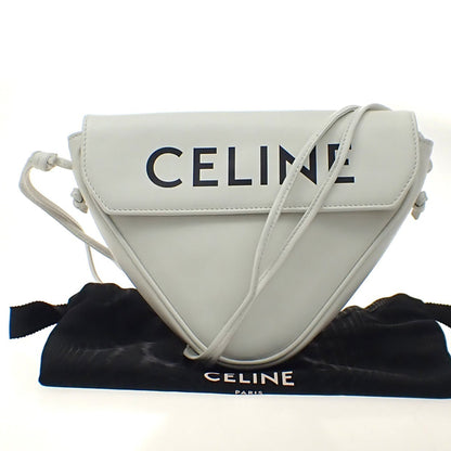 Celine Triangle Leather, White, Leather, Handbag
