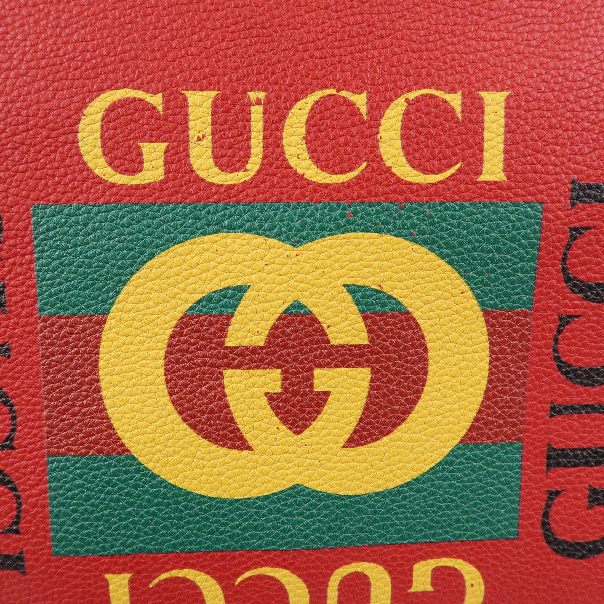 Gucci Logo Half-Moon Hobo Printed Leather, Red, Leather, Shoulder Bag