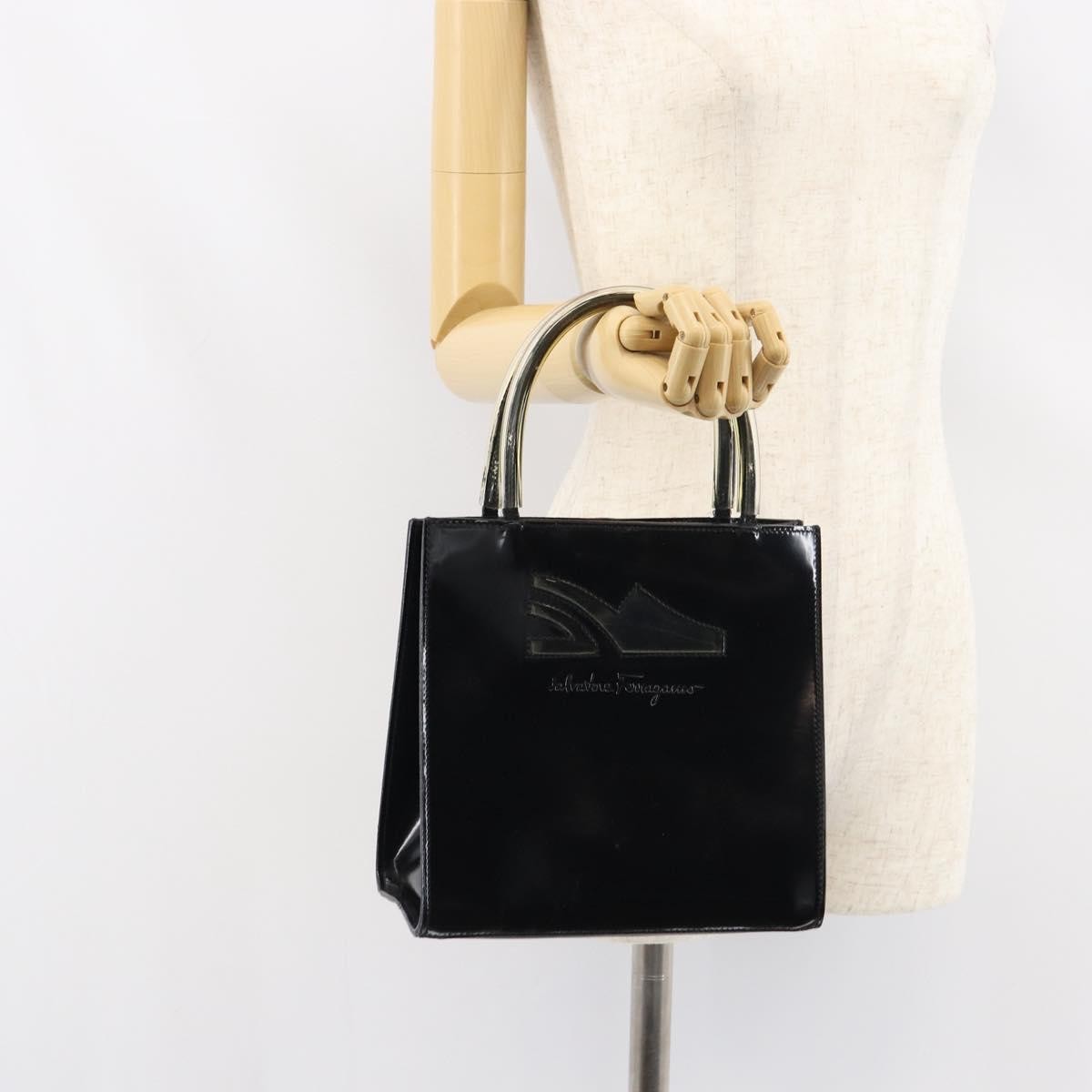 Salvatore Ferragamo Vintage Patent Leather, Black, Patent Leather, Handbag