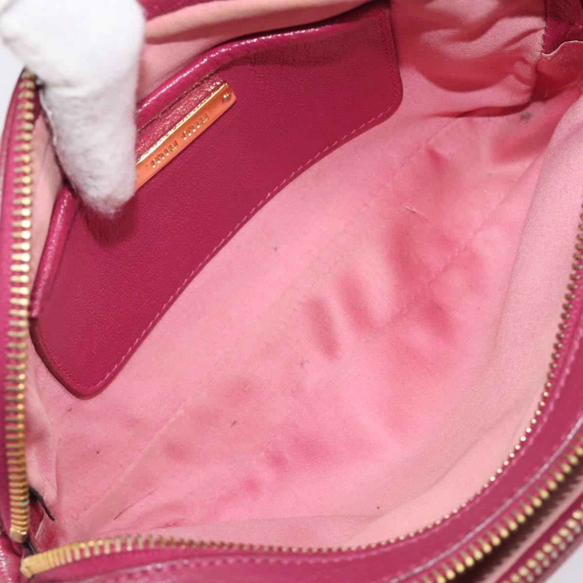 Miu Miu Madras Double Zip Leather, Pink, Leather, Crossbody Bag