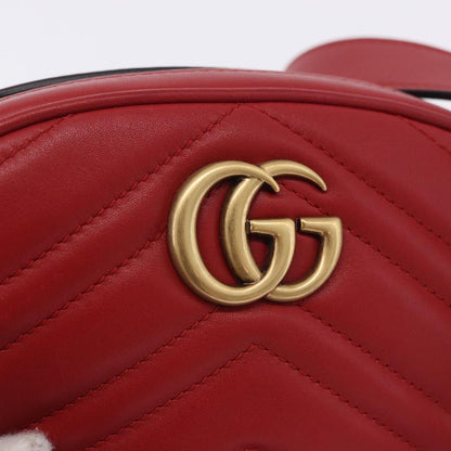 Gucci GG Marmont Belt Matelasse Leather, Red, Leather, Handbag