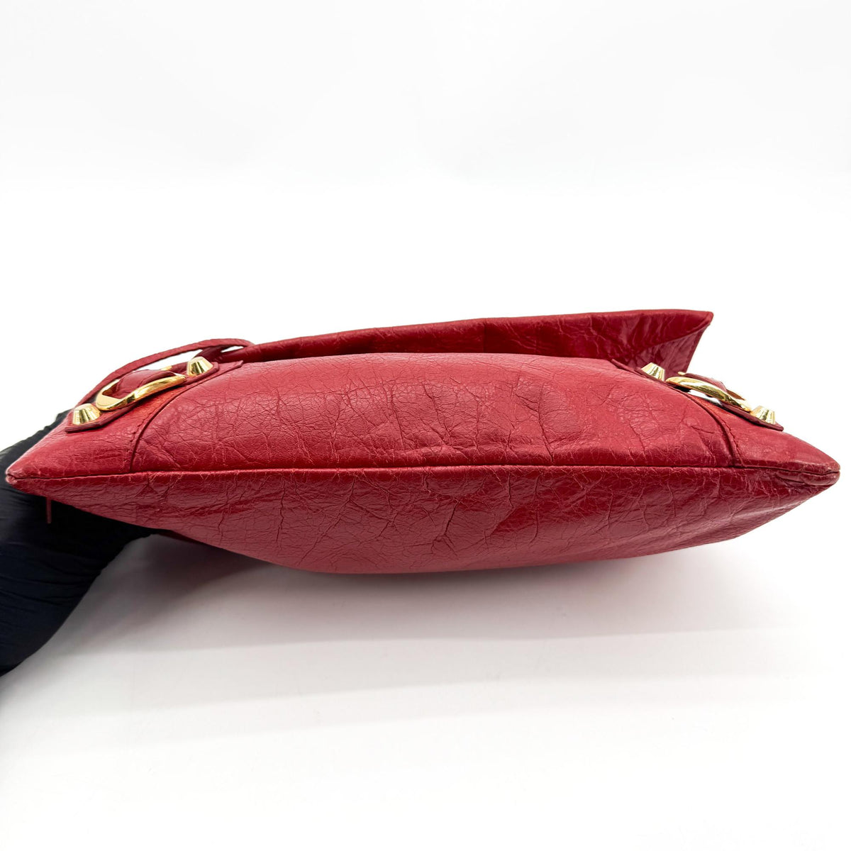 Balenciaga Classic Studs Envelope Strap Clutch Leather, Red, Leather, Clutch