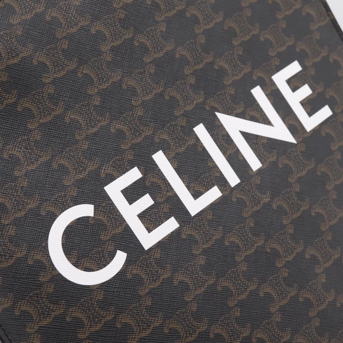 Celine Vertical Cabas Triomphe Coated Canvas, Brown, Canvas, Tote Bag