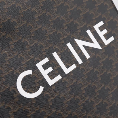 Celine Vertical Cabas Triomphe Coated Canvas, Brown, Canvas, Tote Bag