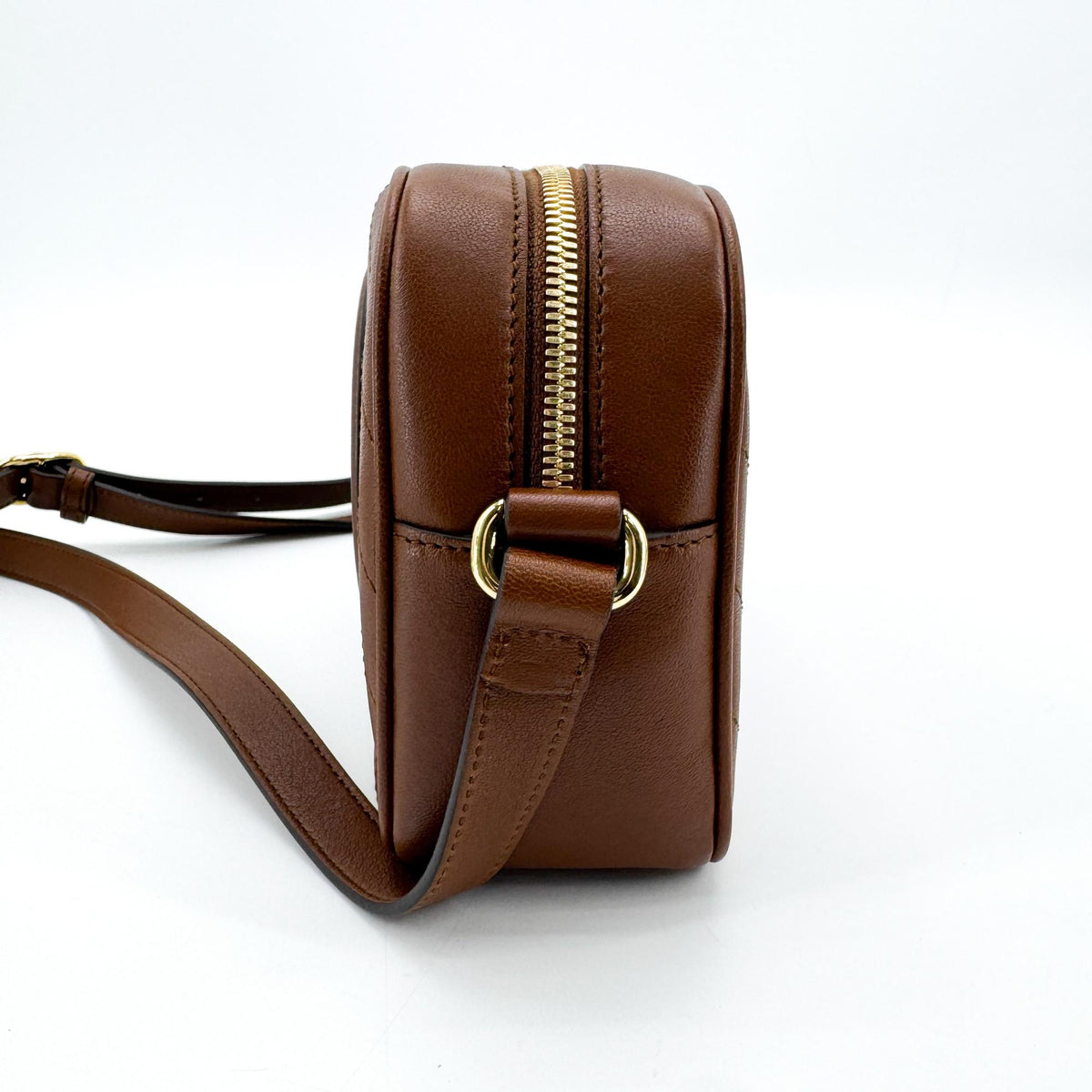 Gucci Blondie NM Camera Diagonal Quilted Leather, Brown, Leather, Shoulder Bag