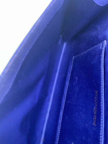 Saint Laurent Belle de Jour Chain Wallet Patent, BLUE, LEATHER, Clutche & pouche