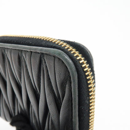 Miu Miu Zip Around Matelasse Leather, Black, Leather, Wallet