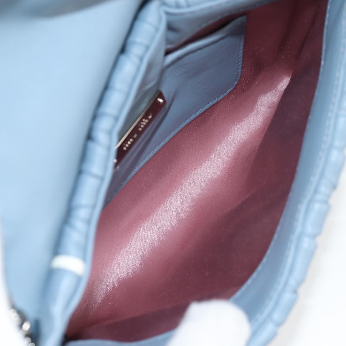 Miu Miu Madras Chain Clutch Matelasse Leather with Glitter, Blue, Leather, Shoulder Bag
