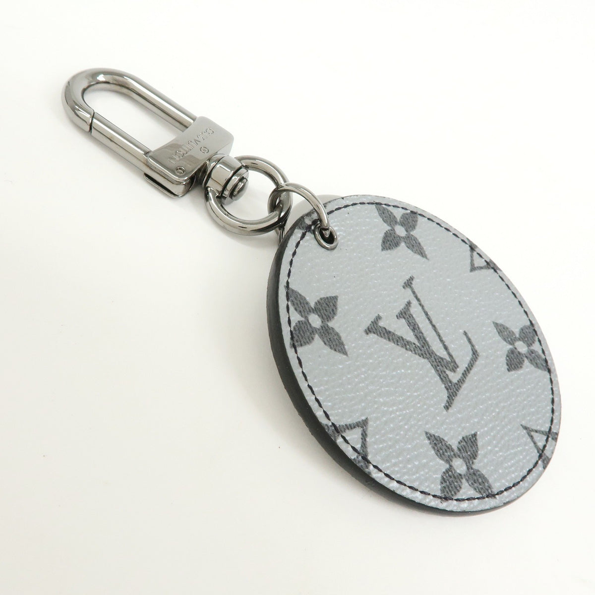 Louis Vuitton Round Bag Charm and Key Holder Reverse Monogram Eclipse None, Silver, Canvas, Charm