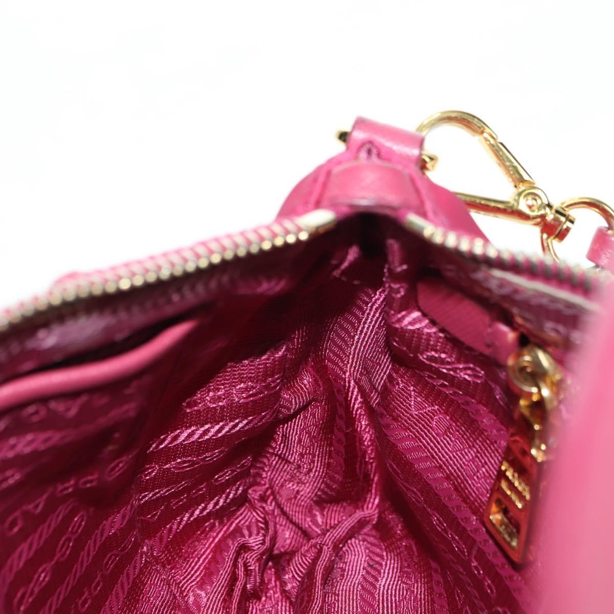 Prada Chain Tessuto and Saffiano Leather, Pink, Nylon, Shoulder Bag
