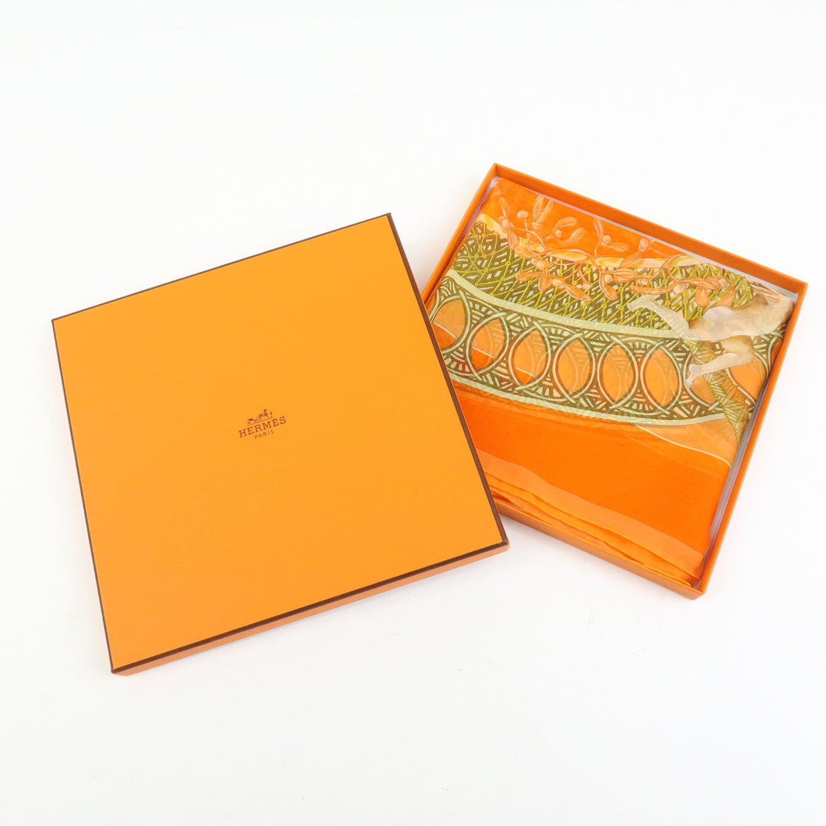 Chanel Carré 90 Silk, Orange, Silk, Scarf