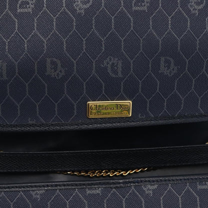 Christian Dior Vintage Chain Flap Leather, Navy, Leather, Shoulder Bag