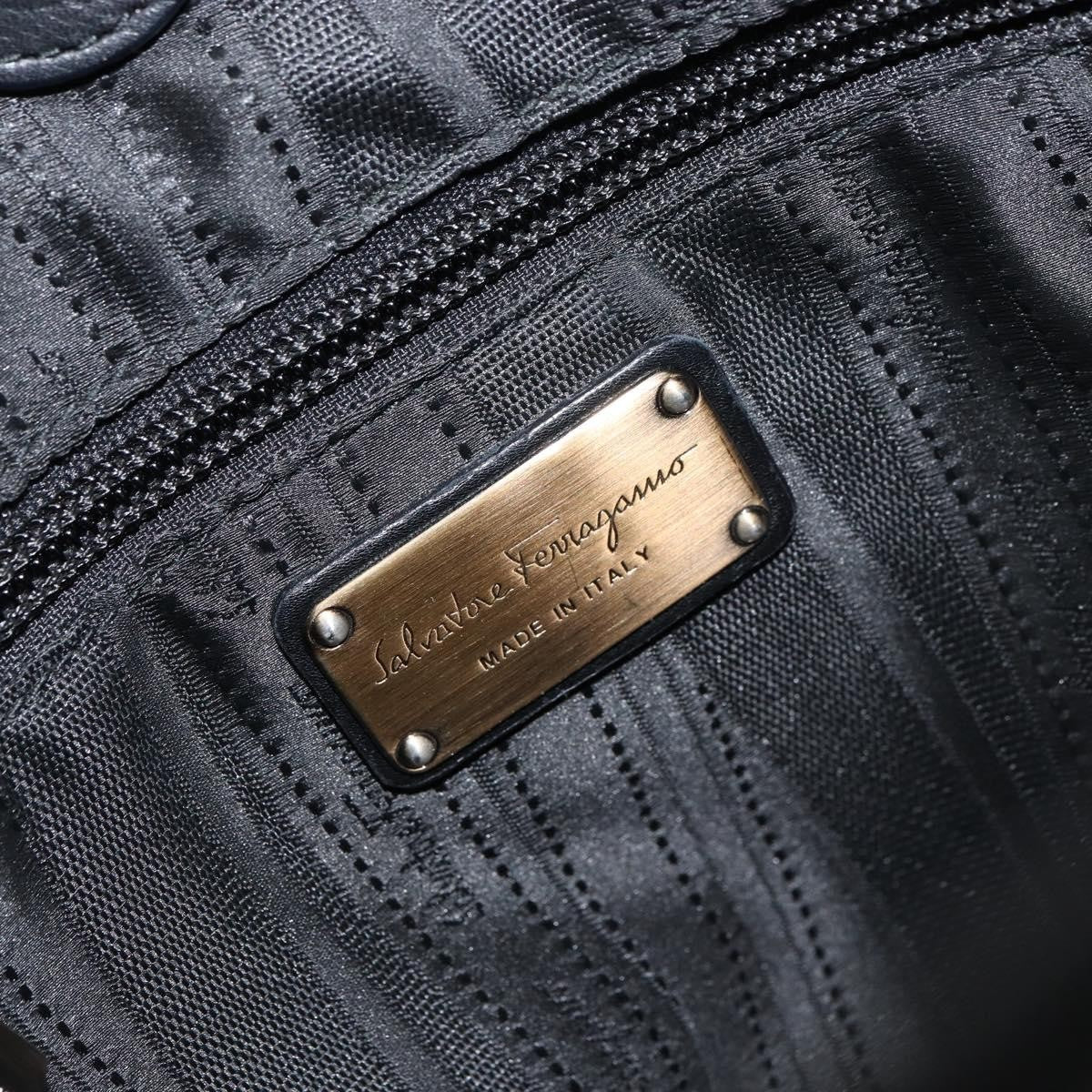 Salvatore Ferragamo Gancini Leather, Black, Leather, Handbag