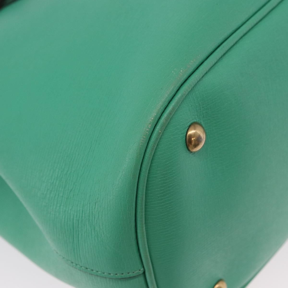 Gucci Bright Bit Convertible Leather, Green, Leather, Tote Bag