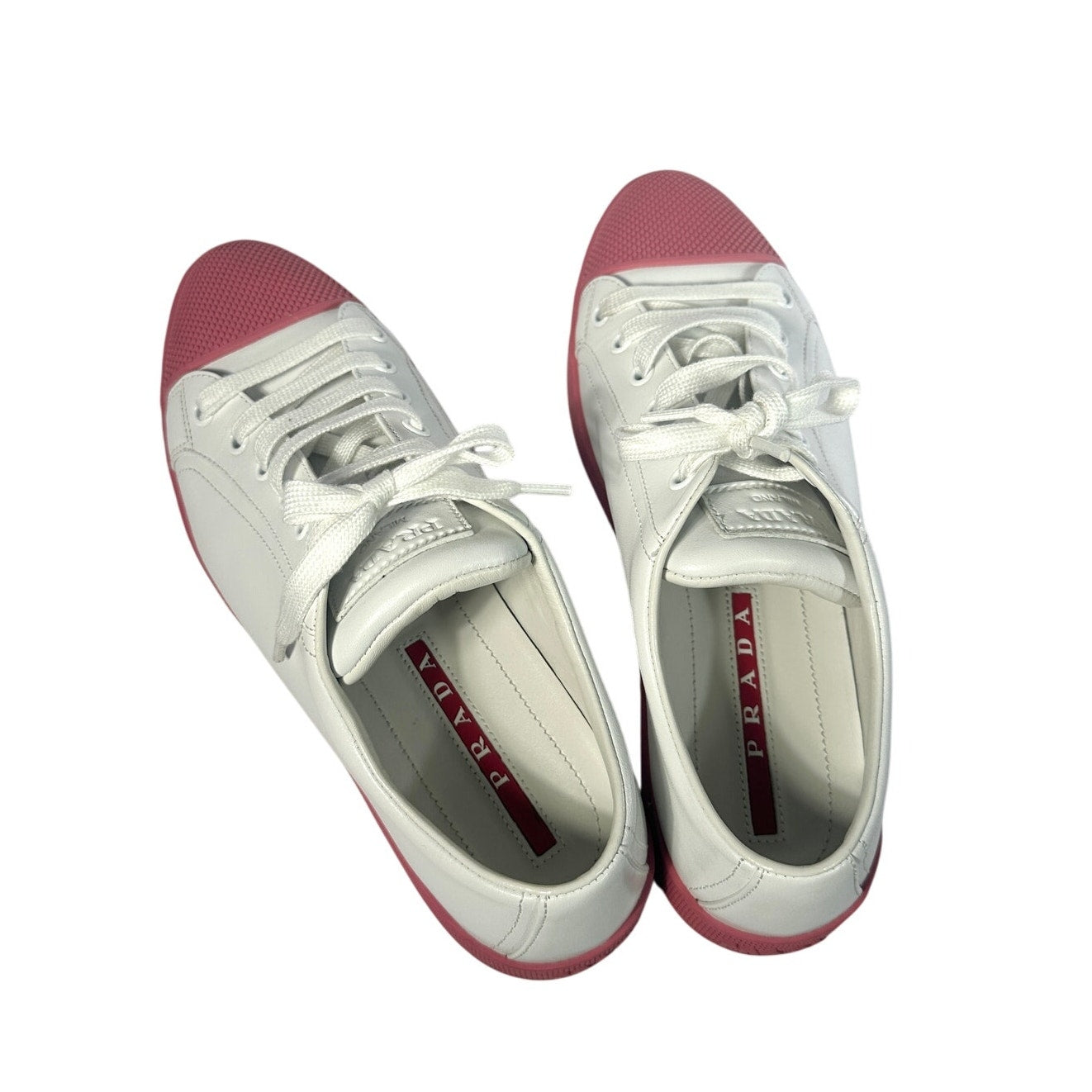 PRADA Cap Toe Leather Sneakers