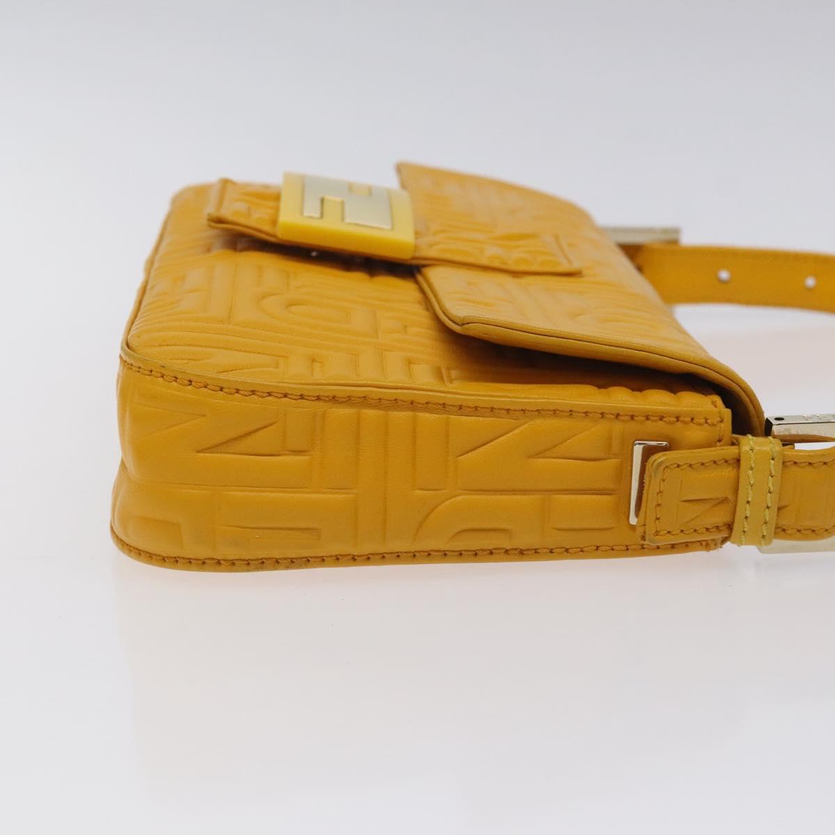 Fendi Mamma Baguette Shoulder Bag Canvas, YELLOW, LEATHER, Shoulder bag