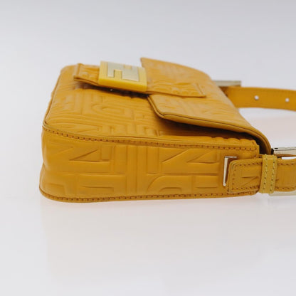 Fendi Mamma Baguette Shoulder Bag Canvas, YELLOW, LEATHER, Shoulder bag