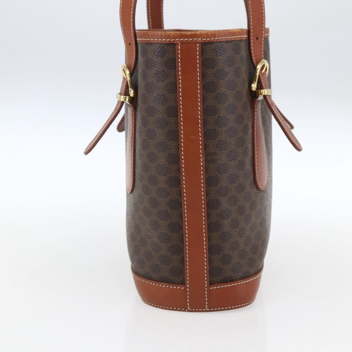Celine Vintage Macadam Canvas and Leather, Brown, Canvas, Handbag