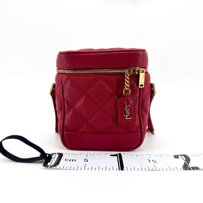 Saint Laurent 80's Vanity Quilted Leather, Red, Leather, Handbag